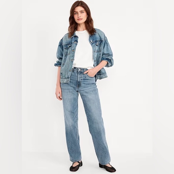 Old Navy High Rise OG Loose Straight Jeans Light Wash Size 4 GUC - Picture 6 of 12